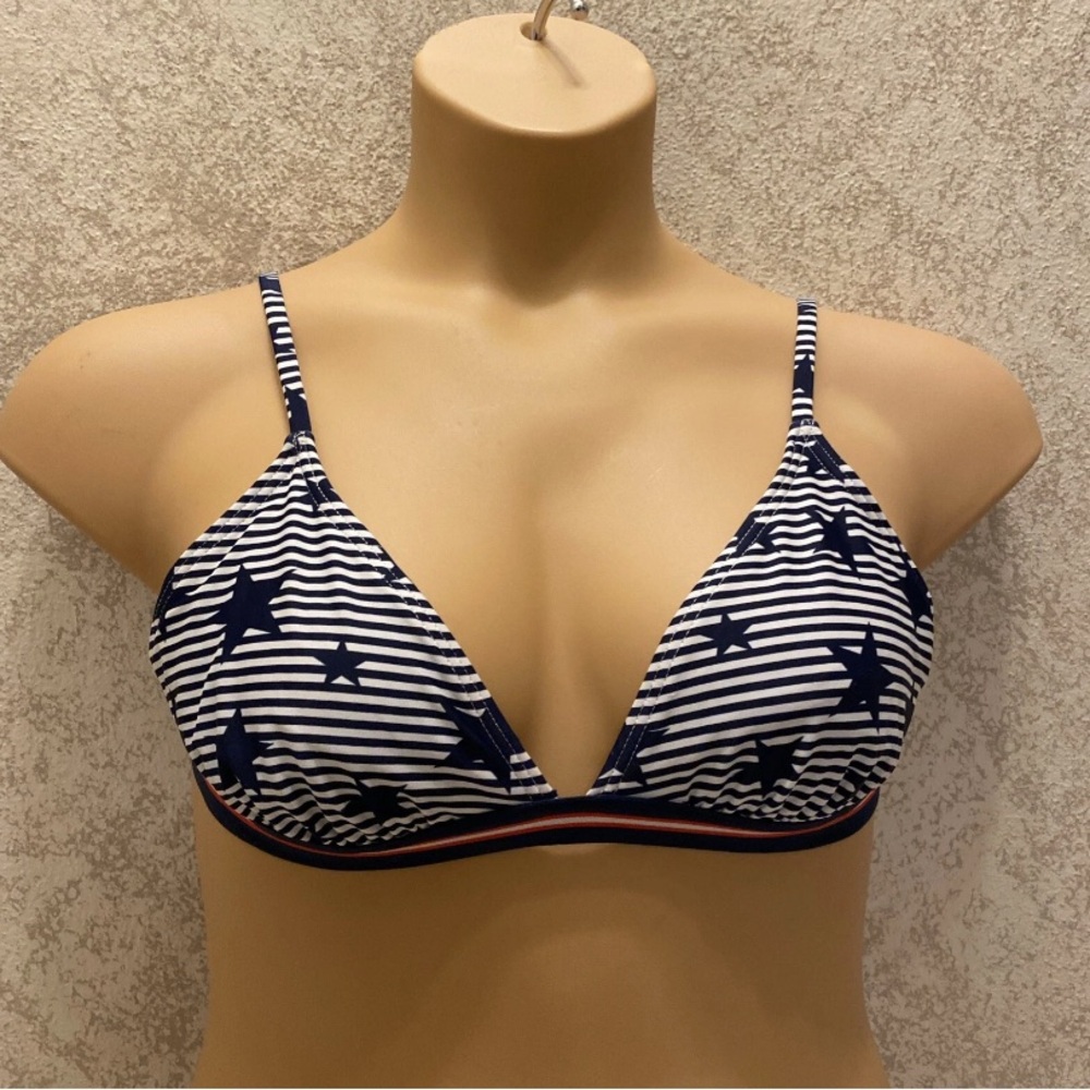 Xhilaration Navy, Red and White Star Patriotic Bikini Top